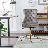 Darrahopens Furniture > Bar Stools & Chairs Velvet Home Office Chair- Grey