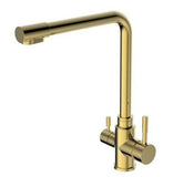 Darrahopens Furniture > Bathroom 2023 Brushed Brass Gold L shape 3 way filter water kitchen mixer tap faucet Stainless steel Made PVD plated