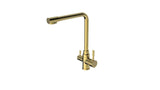 Darrahopens Furniture > Bathroom 2023 Brushed Brass Gold L shape 3 way filter water kitchen mixer tap faucet Stainless steel Made PVD plated