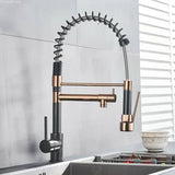 Darrahopens Furniture > Bathroom 2023 Matte Black Rose Gold pull out with spray function spring kitchen mixer tap faucet Dual Outlets