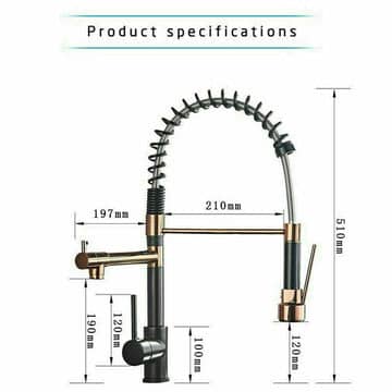 Darrahopens Furniture > Bathroom 2023 Matte Black Rose Gold pull out with spray function spring kitchen mixer tap faucet Dual Outlets
