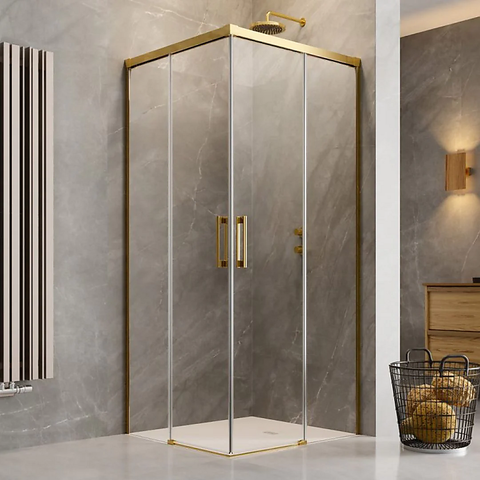 Darrahopens Furniture > Bathroom Adjustable 1100x1000mm Double Sliding Door Glass Shower Screen in Gold