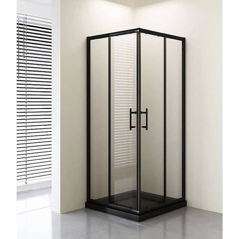 Darrahopens Furniture > Bathroom Adjustable 1100x1200mm Double Sliding Door Glass Shower Screen in Black