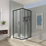Darrahopens Furniture > Bathroom Adjustable 1100x900mm Double Sliding Door Glass Shower Screen in Black