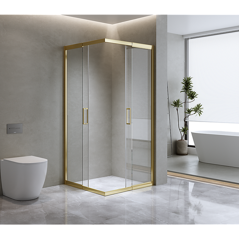 Darrahopens Furniture > Bathroom Adjustable 1200x1000mm Double Sliding Door Glass Shower Screen in Gold