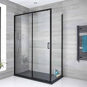 Darrahopens Furniture > Bathroom Adjustable 1500x1010mm Single Door Corner Sliding Glass Shower Screen in Black