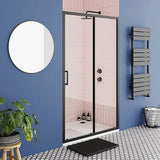 Darrahopens Furniture > Bathroom Adjustable 800-900mm Wall to Wall Sliding Door Glass Shower Screen in Black