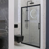 Darrahopens Furniture > Bathroom Adjustable 900-1000mm Wall to Wall Sliding Door Glass Shower Screen in Black
