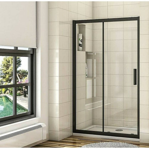 Darrahopens Furniture > Bathroom Adjustable 900-1000mm Wall to Wall Sliding Door Glass Shower Screen in Black