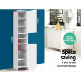 darrahopens Furniture > Bathroom Artiss 185cm Bathroom Tallboy Toilet Storage Cabinet Laundry Cupboard Adjustable Shelf White