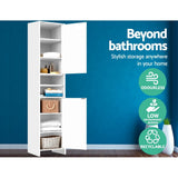 darrahopens Furniture > Bathroom Artiss 185cm Bathroom Tallboy Toilet Storage Cabinet Laundry Cupboard Adjustable Shelf White