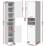 darrahopens Furniture > Bathroom Artiss 185cm Bathroom Tallboy Toilet Storage Cabinet Laundry Cupboard Adjustable Shelf White