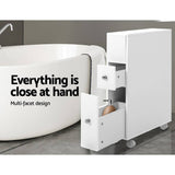 darrahopens Furniture > Bathroom Artiss Bathroom Cabinet Toilet Storage Caddy Holder w/ Wheels