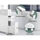 darrahopens Furniture > Bathroom Artiss Bathroom Cabinet Toilet Storage Caddy Holder w/ Wheels