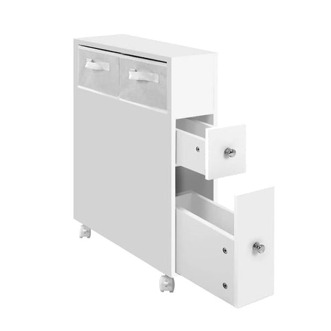 darrahopens Furniture > Bathroom Artiss Bathroom Cabinet Toilet Storage Caddy Holder w/ Wheels