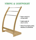 darrahopens Furniture > Bathroom Bamboo Towel Bar Metal Holder Rack 3-Tier Freestanding and Bottom shelf for Bathroom