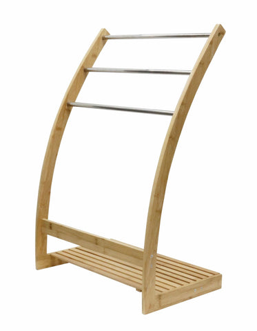 darrahopens Furniture > Bathroom Bamboo Towel Bar Metal Holder Rack 3-Tier Freestanding and Bottom shelf for Bathroom
