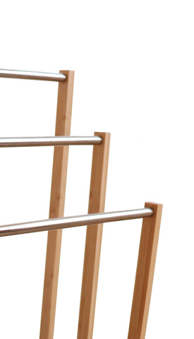 darrahopens Furniture > Bathroom Bamboo Towel Bar Metal Holder Rack 3-Tier Freestanding for Bathroom and Bedroom
