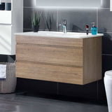 darrahopens Furniture > Bathroom Cefito 900mm Bathroom Vanity Cabinet Wash Basin Unit Sink Storage Wall Mounted Oak White