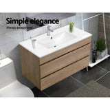 darrahopens Furniture > Bathroom Cefito 900mm Bathroom Vanity Cabinet Wash Basin Unit Sink Storage Wall Mounted Oak White