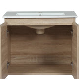 Darrahopens Furniture > Bathroom Cefito Vanity Unit Basin Cabinet Storage Bathroom Wall Mounted Ceramic 600mm Oak