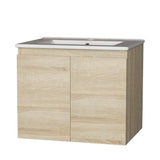 Darrahopens Furniture > Bathroom Cefito Vanity Unit Basin Cabinet Storage Bathroom Wall Mounted Ceramic 600mm Oak