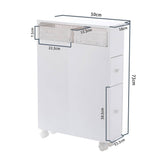 Darrahopens Furniture > Bathroom Removable Bathroom Side Cabinet Toilet Caddy with Storage Drawers- White
