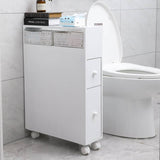 Darrahopens Furniture > Bathroom Removable Bathroom Side Cabinet Toilet Caddy with Storage Drawers- White