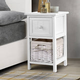 darrahopens Furniture > Bedroom 2 PCS Artiss Bedside Table - White