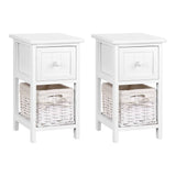 darrahopens Furniture > Bedroom 2 PCS Artiss Bedside Table - White