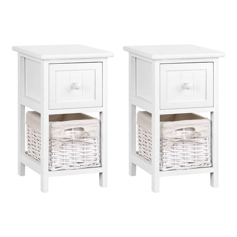 darrahopens Furniture > Bedroom 2 PCS Artiss Bedside Table - White