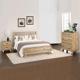 Darrahopens Furniture > Bedroom 4 Pieces Bedroom Suite King Size in Solid Wood Antique Design Light Brown Bed, Bedside Table & Tallboy