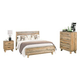 Darrahopens Furniture > Bedroom 4 Pieces Bedroom Suite King Size in Solid Wood Antique Design Light Brown Bed, Bedside Table & Tallboy