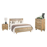 Darrahopens Furniture > Bedroom 4 Pieces Bedroom Suite Queen Size in Solid Wood Antique Design Light Brown Bed, Bedside Table & Tallboy