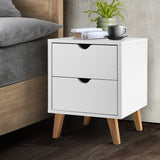 darrahopens Furniture > Bedroom Artiss 2 Drawer Wooden Bedside Tables - White