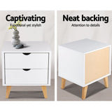 darrahopens Furniture > Bedroom Artiss 2 Drawer Wooden Bedside Tables - White
