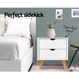 darrahopens Furniture > Bedroom Artiss 2 Drawer Wooden Bedside Tables - White