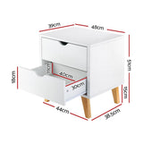 darrahopens Furniture > Bedroom Artiss 2 Drawer Wooden Bedside Tables - White