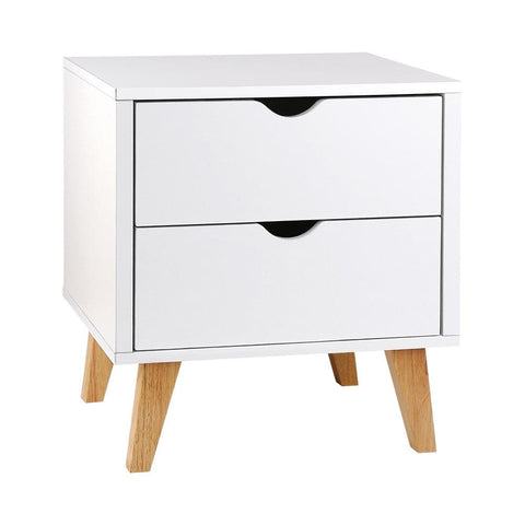darrahopens Furniture > Bedroom Artiss 2 Drawer Wooden Bedside Tables - White