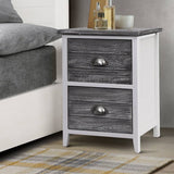darrahopens Furniture > Bedroom Artiss 2x Bedside Table Nightstands 2 Drawers Storage Cabinet Bedroom Side Grey