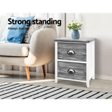 darrahopens Furniture > Bedroom Artiss 2x Bedside Table Nightstands 2 Drawers Storage Cabinet Bedroom Side Grey