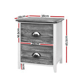 darrahopens Furniture > Bedroom Artiss 2x Bedside Table Nightstands 2 Drawers Storage Cabinet Bedroom Side Grey