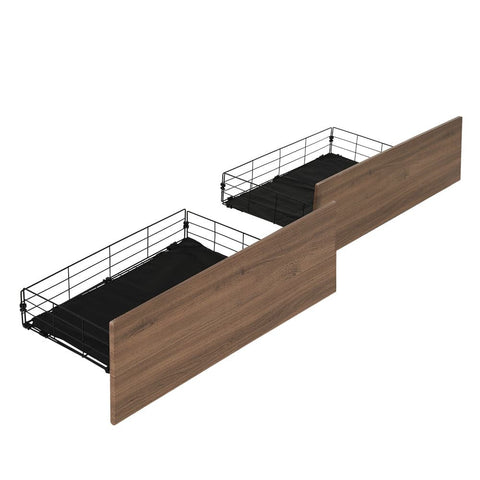 Darrahopens Furniture > Bedroom Artiss 2x Trundle Drawers for Metal Bed Frame Storage with Wheels Balck & Walnut