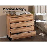 Darrahopens Furniture > Bedroom Artiss 4 Chest of Drawers Cabinet Dresser Table Tallboy Storage Bedroom Rust Oak