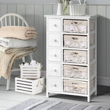 darrahopens Furniture > Bedroom Artiss 5 Basket Storage Drawers - White