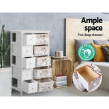 darrahopens Furniture > Bedroom Artiss 5 Basket Storage Drawers - White