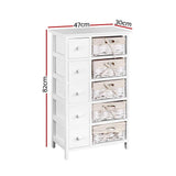 darrahopens Furniture > Bedroom Artiss 5 Basket Storage Drawers - White