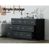 Darrahopens Furniture > Bedroom Artiss 6 Chest of Drawers Cabinet Dresser Table Tallboy Lowboy Storage Black