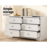 Darrahopens Furniture > Bedroom Artiss 6 Chest of Drawers Cabinet Dresser Table Tallboy Storage Bedroom White