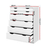 darrahopens Furniture > Bedroom Artiss 6 Chest of Drawers Tallboy Cabinet Storage Dresser Table Bedroom Storage